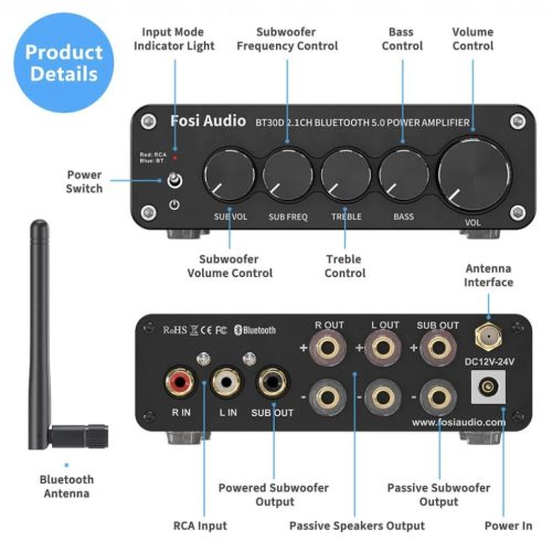 Amplificator Integrat Fosi Audio BT30D 2.1 - imagine 3