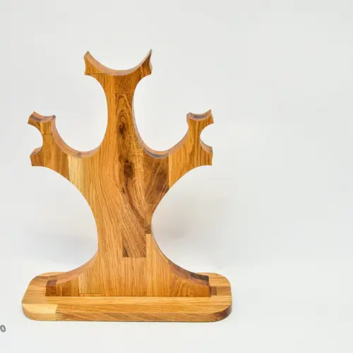 Stand Casti din Mesteacan SilviuTUDOR WoodWorks Double Tree Shaped 37x15x45cm - imagine 9