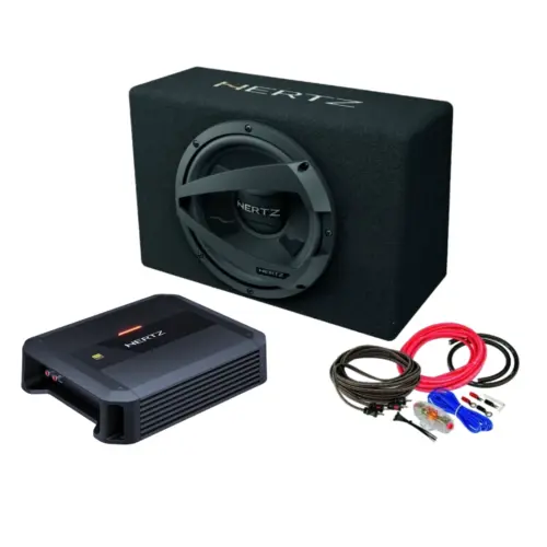 Pachet de Bass Subwoofer auto HERTZ DBX 25.3 + Amplificator Hertz Dieci Power 2.200 + Kit de cabluri