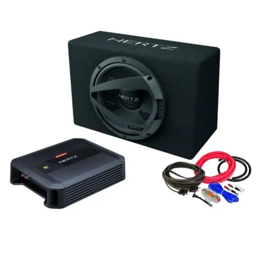 Pachet de Bass Subwoofer auto HERTZ DBX 30.3 + Amplificator Hertz Dieci Power 2.200 + Kit de cabluri