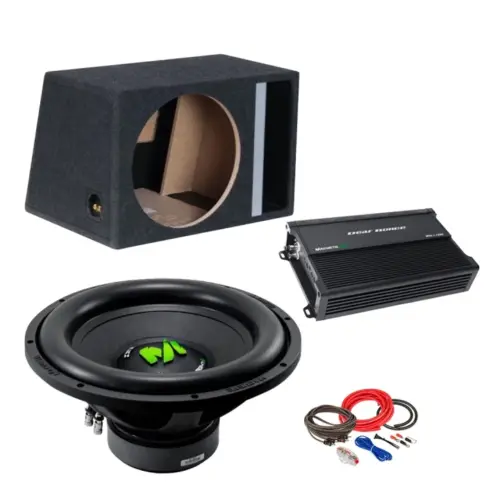 Pachet de Bass Subwoofer auto Deaf Bonce MF 15R D2 1200W RMS + Amplificator Machete MFA-1.1500 + Incinta B1570s + kit de cabluri